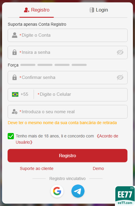Experiência de Jogos ee77.com